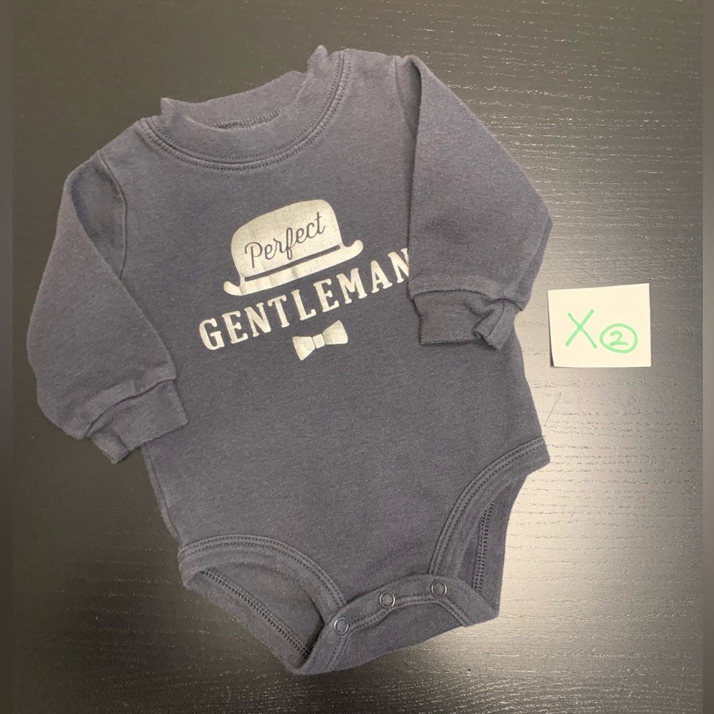 ⭐️2/$5.00⭐️—Perfect Gentleman 3m (0-3m Long Sleeve Onesie